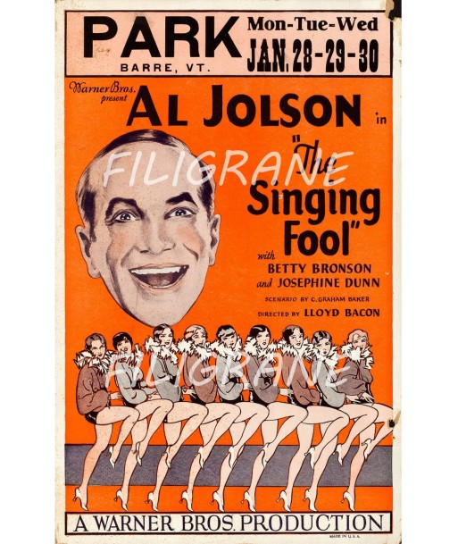 THE SINGING FOOL FILM Rkzl-POSTER/REPRODUCTION d1 AFFICHE VINTAGE À commander