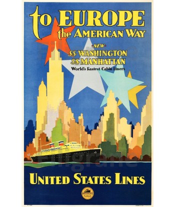 BATEAU UNITED STATES LINES  Rgsr-POSTER/REPRODUCTION d1 AFFICHE VINTAGE acheter en ligne