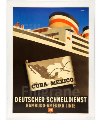 VOYAGES HAMBURG AMERIKA LINIE Rwpe-POSTER/REPRODUCTION d1 AFFICHE VINTAGE france