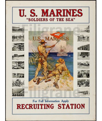 WAR US MARINES RECRUITING Rkxa-POSTER/REPRODUCTION d1 AFFICHE VINTAGE paiement sécurisé