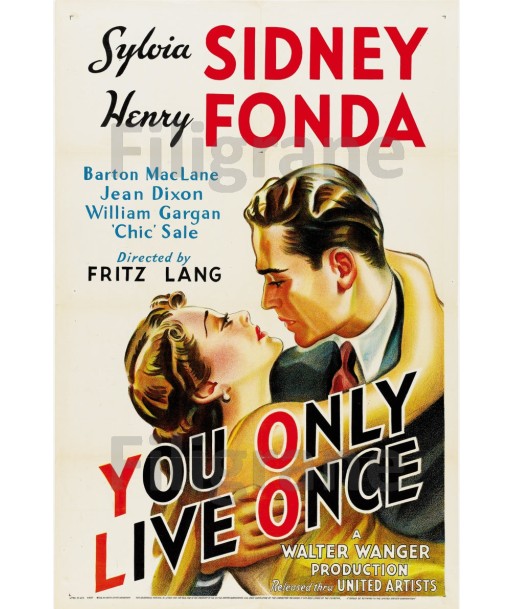 You ONLY LIVE ONCE FILM Rwgk-POSTER/REPRODUCTION d1 AFFICHE VINTAGE Livraison rapide