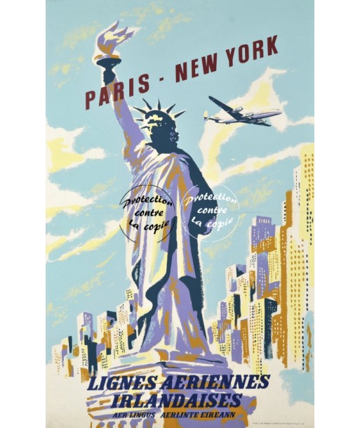 AIRLINES AER LINGUS NEW YORK Rfofn-POSTER/REPRODUCTION d1 AFFICHE VINTAGE Fin de série