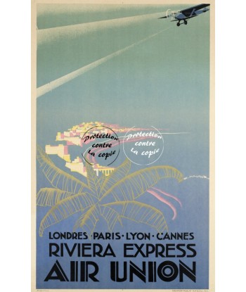 AIRLINES AIR UNION RIVIERA Rhdi-POSTER/REPRODUCTION d1 AFFICHE VINTAGE Les magasins à Paris et en Île-de-France