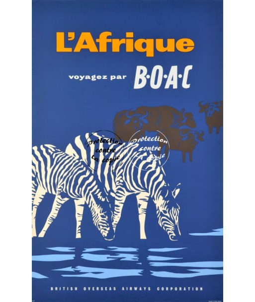 AIRLINES BOAC AFRIQUE Rfibt-POSTER/REPRODUCTION d1 AFFICHE VINTAGE Jusqu'à 80% De Réduction