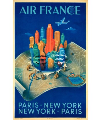 AIRLINES NEW YORK Rwzh-POSTER/REPRODUCTION d1 AFFICHE VINTAGE est présent 