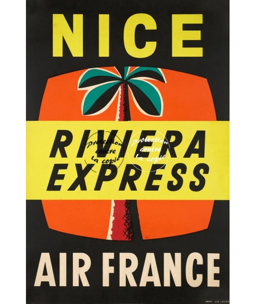 AIRLINES NICE RIVIERA Rfuvt-POSTER/REPRODUCTION d1 AFFICHE VINTAGE en linge