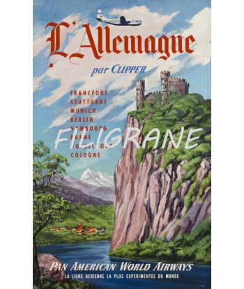 AIRLINES PAN AMERICAN ALLEMAGNE Rjbt-POSTER/REPRODUCTION d1 AFFICHE VINTAGE l'évolution des habitudes 