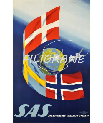 AIRLINES SAS AIRLINES Rehs-POSTER/REPRODUCTION d1 AFFICHE VINTAGE à prix réduit toute l'année