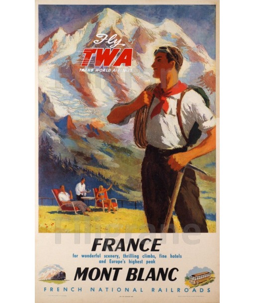 AVIATION TWA MONT BLANC Rblv-POSTER/REPRODUCTION d1 AFFICHE VINTAGE livraison gratuite