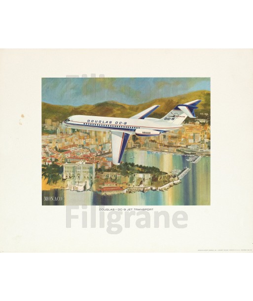 AVION DOUGLAS DC-9 JET Rrcv-POSTER/REPRODUCTION d1 AFFICHE VINTAGE Véritable concentré