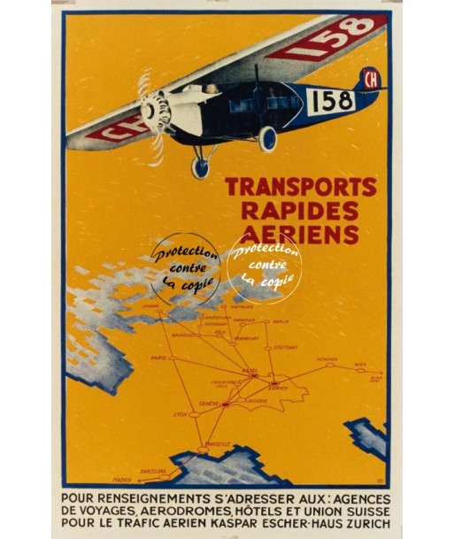 AVION TRANSPORT RAPIDE AéRIEN Rftzq-POSTER/REPRODUCTION d1 AFFICHE VINTAGE pas cheres