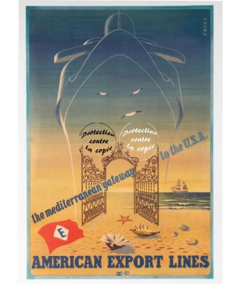 BATEAUX AMERICAN EXPORT LINES Rfecc-POSTER/REPRODUCTION d1 AFFICHE VINTAGE les ligaments