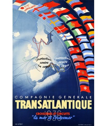 BATEAUX Cie TRANSATLANTIQUE Rnel-POSTER/REPRODUCTION d1 AFFICHE VINTAGE Les êtres humains sont 