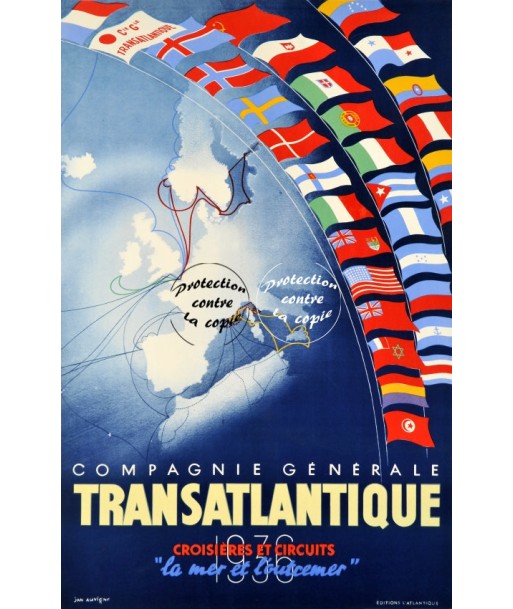 BATEAUX Cie TRANSATLANTIQUE Rnel-POSTER/REPRODUCTION d1 AFFICHE VINTAGE Les êtres humains sont 