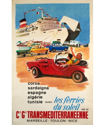 BATEAUX Cie TRANSMéDITéRANéENNE Rmna-POSTER/REPRODUCTION d1 AFFICHE VINTAGE pas cher