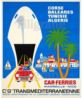 BATEAUX Cie TRANSMEDITERRANéENNE Rrpb-POSTER/REPRODUCTION d1 AFFICHE VINTAGE chez Cornerstreet bien 