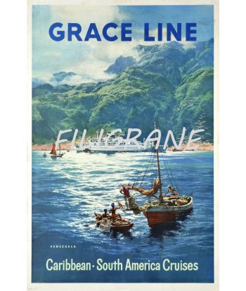 BATEAUX GRACE LINE VENEZUELA Rpmz-POSTER/REPRODUCTION d1 AFFICHE VINTAGE Amélioration de cerveau avec