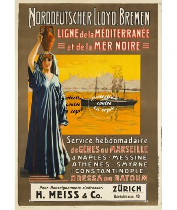 BATEAUX NORDDEUTSCHER LLYOD BREMEN Rrt-POSTER/REPRODUCTION d1 AFFICHE VINTAGE Vous souhaitez 