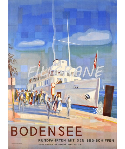 BODENSEE BATEAU Rlfl-POSTER/REPRODUCTION d1 AFFICHE VINTAGE JUSQU'A -70%! 