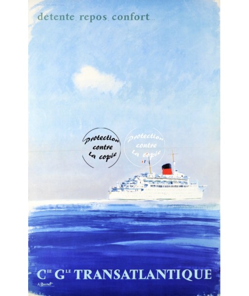 Cie TRANSATLANTIQUE BATEAU Reaa-POSTER/REPRODUCTION d1 AFFICHE VINTAGE Comparez plus de prix