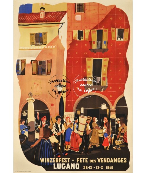 FÊTES LUGANO VENDANGES 1946 Rfjwe-POSTER/REPRODUCTION d1 AFFICHE VINTAGE pas cher