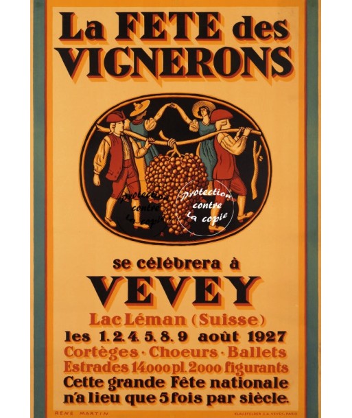 FÊTES VEVEY VIGNERONS 1927 Rfzb-POSTER/REPRODUCTION d1 AFFICHE VINTAGE de technologie