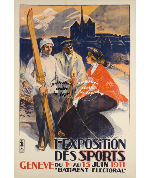 GENèVE EXPO SPORTS 1911 Rftxv-POSTER/REPRODUCTION d1 AFFICHE VINTAGE Amélioration de cerveau avec