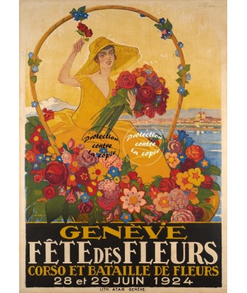 GENèVE FêTE FLEURS 1924 Rjqm-POSTER/REPRODUCTION d1 AFFICHE VINTAGE france