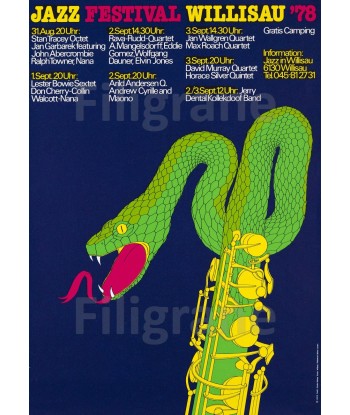 JAZZ FESTIVAL WILLISAU 78 Rvig-POSTER/REPRODUCTION d1 AFFICHE VINTAGE Amélioration de cerveau avec