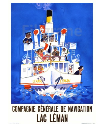 LAC LéMAN BATEAU Rwaq-POSTER/REPRODUCTION d1 AFFICHE VINTAGE français