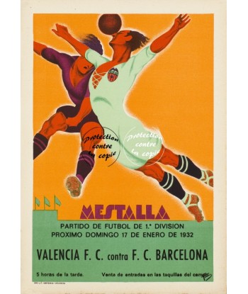 MESTALLA FOOT 1932 Raoo-POSTER/REPRODUCTION d1 AFFICHE VINTAGE ou a consommer sur place