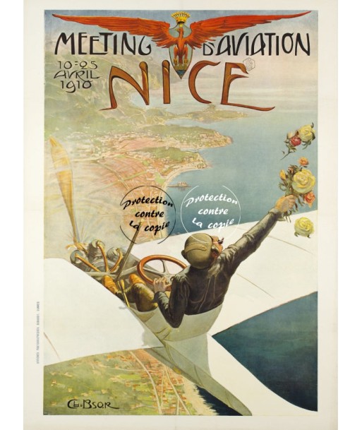 NICE MEETING AVION 1910 Rfeji-POSTER/REPRODUCTION d1 AFFICHE VINTAGE Les êtres humains sont 