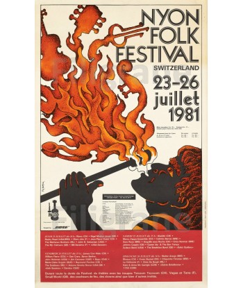 NYON FOLK FESTIVAL 1981 Ryxr-POSTER/REPRODUCTION d1 AFFICHE VINTAGE Jusqu'à 80% De Réduction