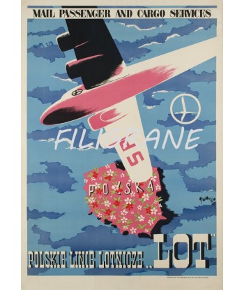 POLSKIE LINIE LOTNICZE AVION Rlsy-POSTER/REPRODUCTION 90x110c d1 AFFICHE VINTAGE À commander