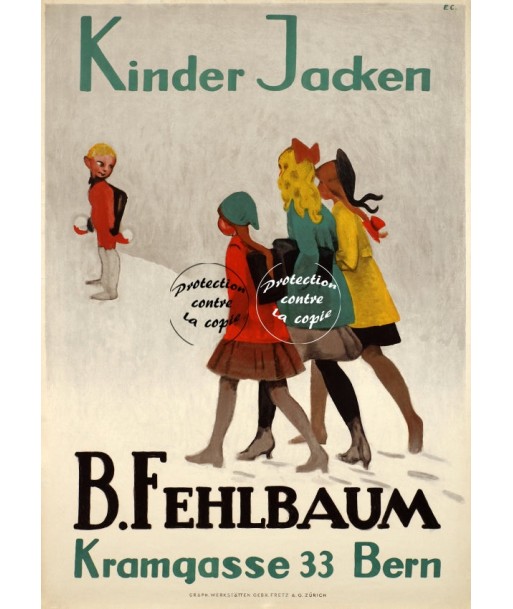 PUB B. FEHLBAUM KINDER JACKEN Rflbp-POSTER/REPRODUCTION d1 AFFICHE VINTAGE En savoir plus