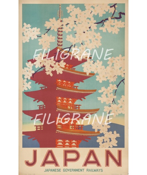 JAPAN RAILWAYS JAPON Rrsn-POSTER/REPRODUCTION d1 AFFICHE VINTAGE en linge