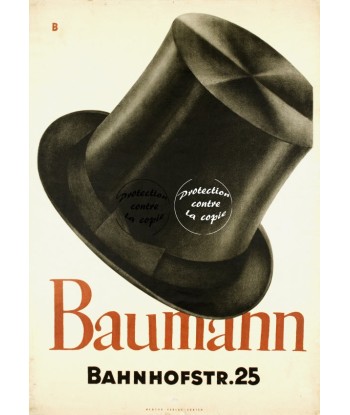 PUB BAUMANN CHAPEAU Rqrk-POSTER/REPRODUCTION d1 AFFICHE VINTAGE JUSQU'A -70%! 