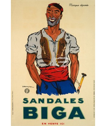 PUB BIGA SANDALES Rfwph-POSTER/REPRODUCTION d1 AFFICHE VINTAGE de pas cher