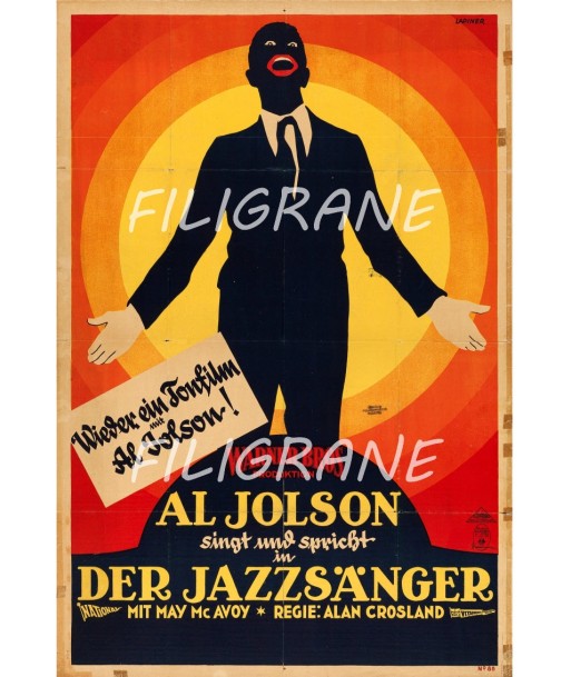 JAZZ DER JAZZSÄNGER AL JOLSON Rmel-POSTER/REPRODUCTION d1 AFFICHE VINTAGE Venez découvrir notre 