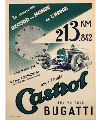 PUB CASTROL HUILE BUGATTI Rfism-POSTER/REPRODUCTION d1 AFFICHE VINTAGE paiement sécurisé