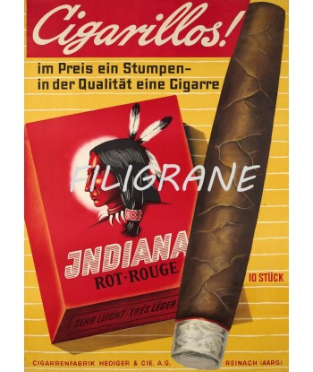 PUB INDIANA CIGARES Rfxa-POSTER/REPRODUCTION d1 AFFICHE VINTAGE votre restaurant rapide dans 