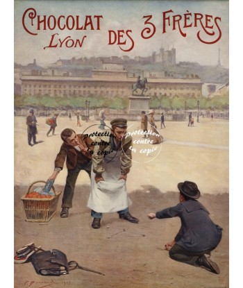 PUB LES 3 FrèRES CHOCOLAT LYON Rwuk-POSTER/REPRODUCTION d1 AFFICHE VINTAGE Fin de série