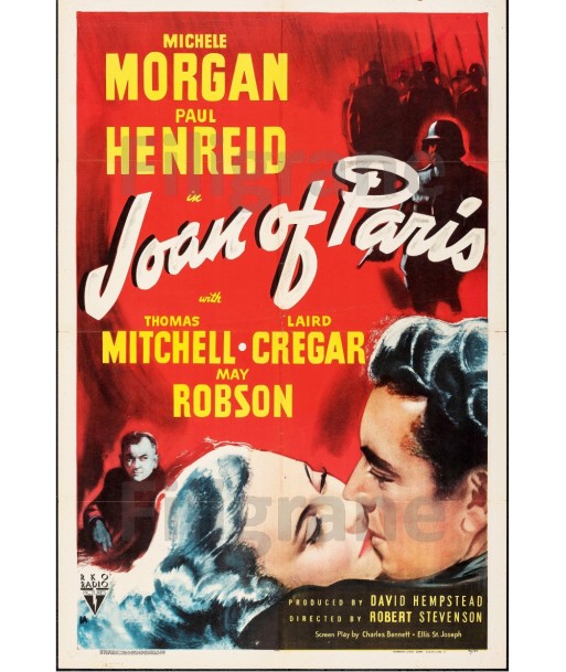 JOAN OF PARIS FILM Riyj-POSTER/REPRODUCTION d1 AFFICHE VINTAGE d'Europe débarque