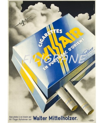 PUB SWISSAIR CIGARETTES Rzux-POSTER/REPRODUCTION d1 AFFICHE VINTAGE Amélioration de cerveau avec