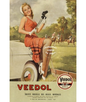 PUB VEEDOL HUILE PIN-UP Rfrnw-POSTER/REPRODUCTION d1 AFFICHE VINTAGE Véritable concentré