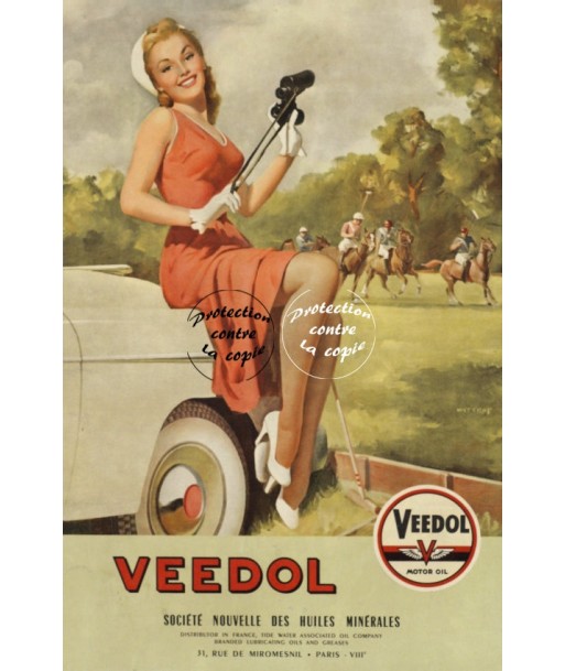 PUB VEEDOL HUILE PIN-UP Rfrnw-POSTER/REPRODUCTION d1 AFFICHE VINTAGE Véritable concentré