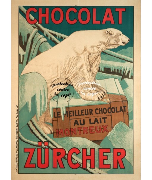 PUB ZÜRCHER CHOCOLAT Rfwda-POSTER/REPRODUCTION d1 AFFICHE VINTAGE Dans la société mordern