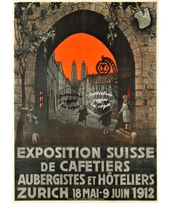 PUB ZURICH CAFETIERS 1912 Ryxb-POSTER/REPRODUCTION d1 AFFICHE VINTAGE livraison et retour toujours gratuits