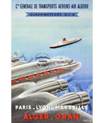 QUADRIMOTEURS DC4 AVION Rfcwd-POSTER/REPRODUCTION d1 AFFICHE VINTAGE destockage