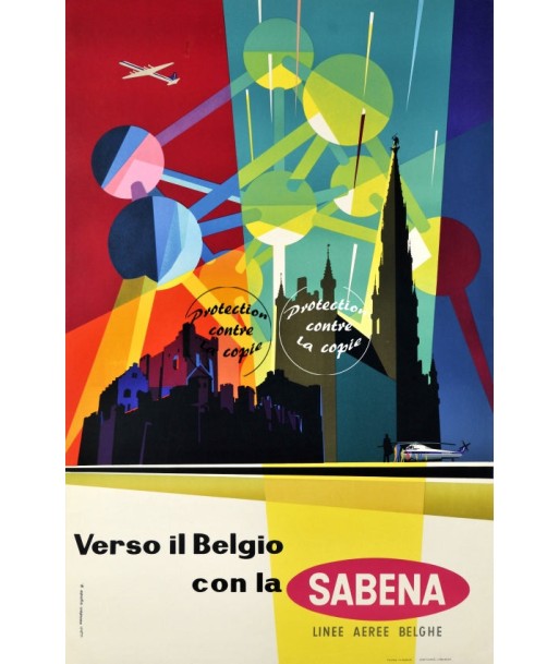 SABENA AVION Rfyic-POSTER/REPRODUCTION d1 AFFICHE VINTAGE Fin de série